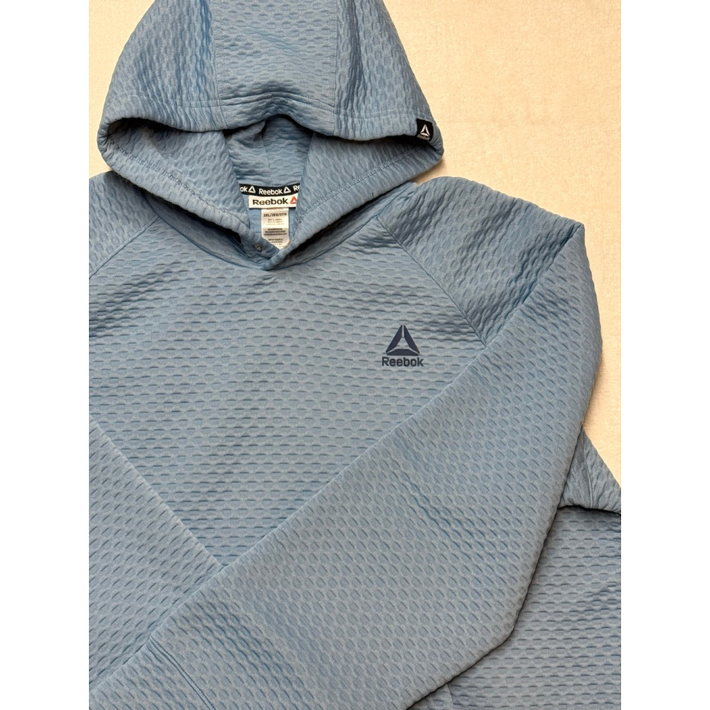 Reebok Men's Light Blue Textured Hoodie